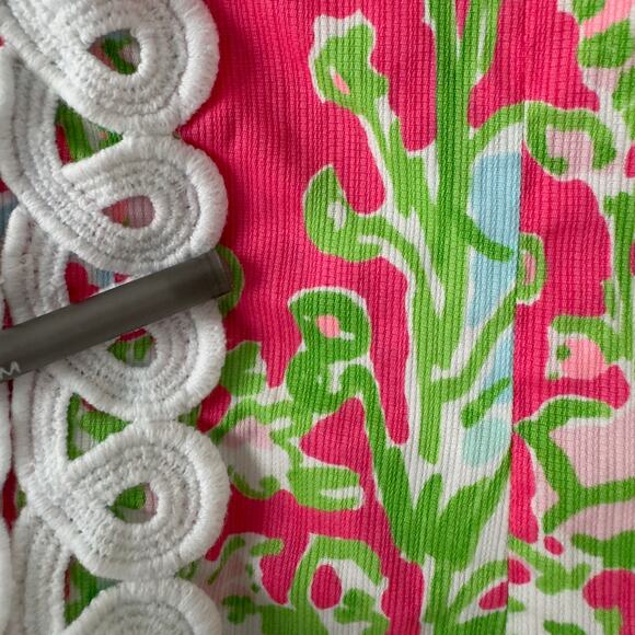 Lilly Pulitzer Cathy Shift Dress Flamingo Pink Southern Charm 0 Lace 100% Cotton - Picture 3 of 13